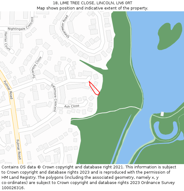 18, LIME TREE CLOSE, LINCOLN, LN6 0RT: Location map and indicative extent of plot