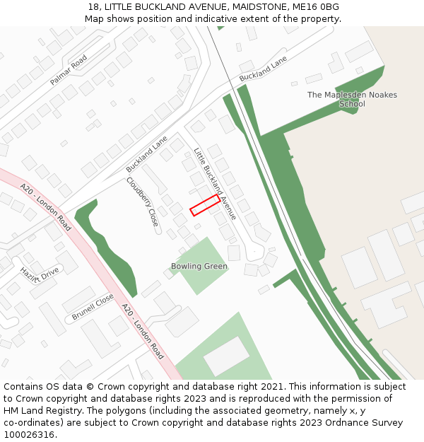 18, LITTLE BUCKLAND AVENUE, MAIDSTONE, ME16 0BG: Location map and indicative extent of plot