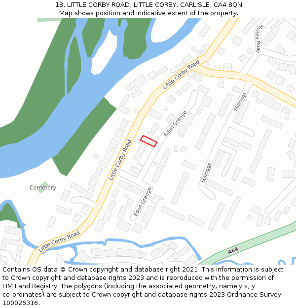 18, LITTLE CORBY ROAD, LITTLE CORBY, CARLISLE, CA4 8QN: Location map and indicative extent of plot