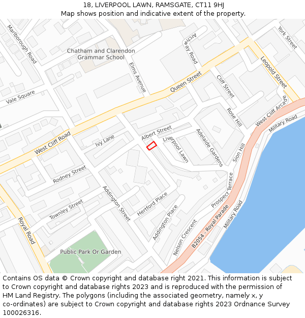 18, LIVERPOOL LAWN, RAMSGATE, CT11 9HJ: Location map and indicative extent of plot