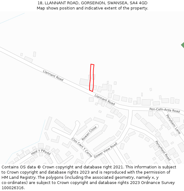 18, LLANNANT ROAD, GORSEINON, SWANSEA, SA4 4GD: Location map and indicative extent of plot