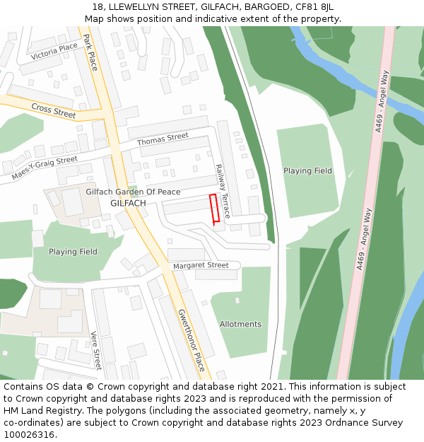 18, LLEWELLYN STREET, GILFACH, BARGOED, CF81 8JL: Location map and indicative extent of plot