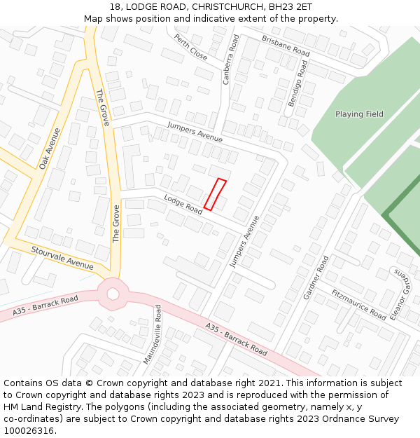 18, LODGE ROAD, CHRISTCHURCH, BH23 2ET: Location map and indicative extent of plot