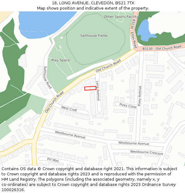 18, LONG AVENUE, CLEVEDON, BS21 7TX: Location map and indicative extent of plot