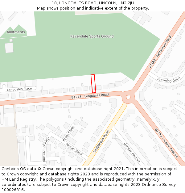 18, LONGDALES ROAD, LINCOLN, LN2 2JU: Location map and indicative extent of plot