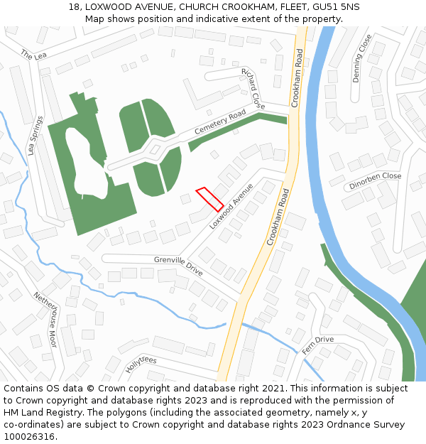 18, LOXWOOD AVENUE, CHURCH CROOKHAM, FLEET, GU51 5NS: Location map and indicative extent of plot