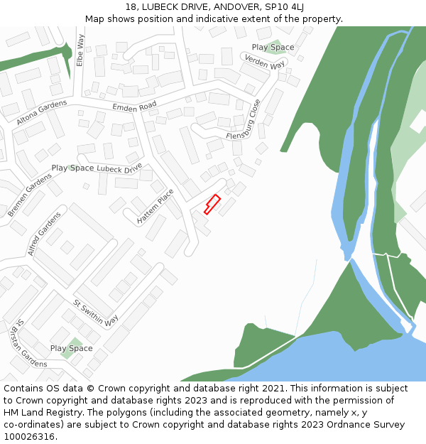 18, LUBECK DRIVE, ANDOVER, SP10 4LJ: Location map and indicative extent of plot