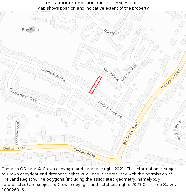 18, LYNDHURST AVENUE, GILLINGHAM, ME8 0HE: Location map and indicative extent of plot