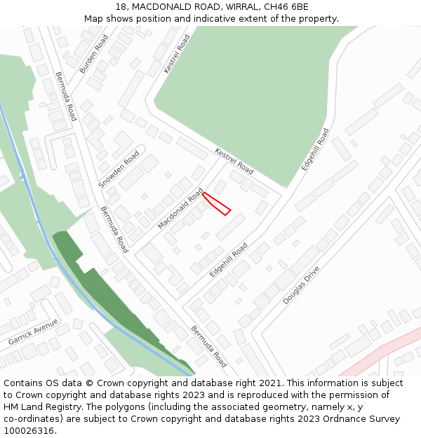 18, MACDONALD ROAD, WIRRAL, CH46 6BE: Location map and indicative extent of plot