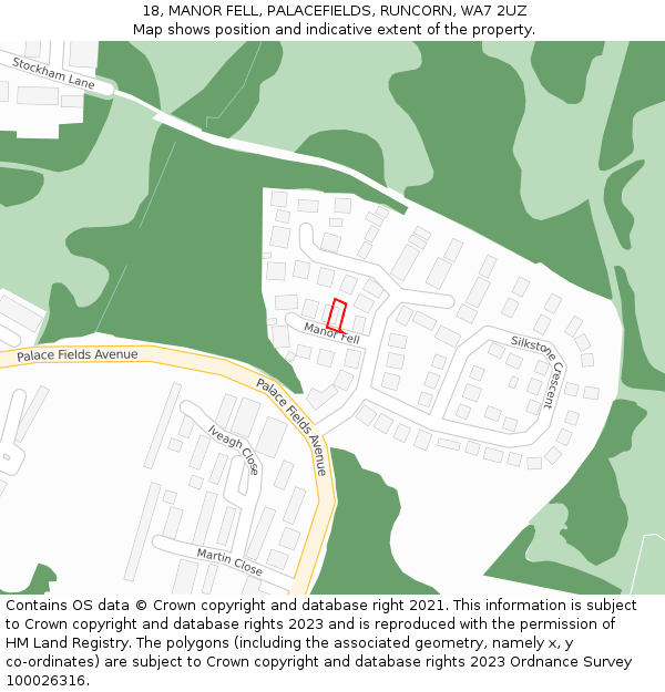 18, MANOR FELL, PALACEFIELDS, RUNCORN, WA7 2UZ: Location map and indicative extent of plot