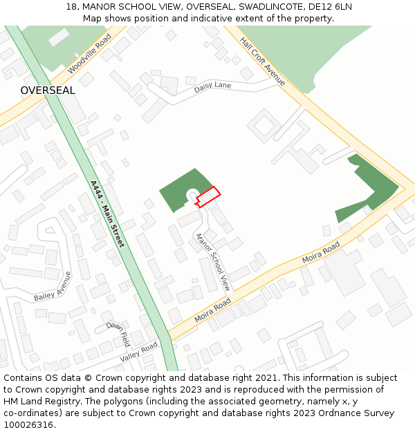 18, MANOR SCHOOL VIEW, OVERSEAL, SWADLINCOTE, DE12 6LN: Location map and indicative extent of plot