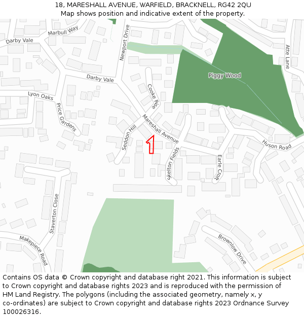 18, MARESHALL AVENUE, WARFIELD, BRACKNELL, RG42 2QU: Location map and indicative extent of plot