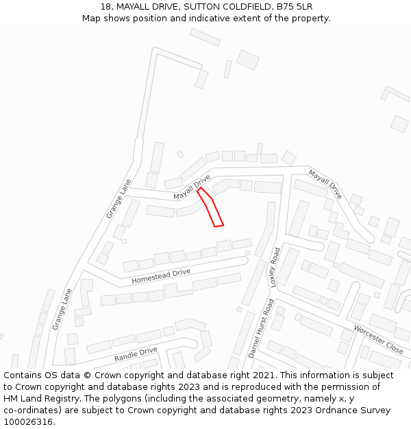 18, MAYALL DRIVE, SUTTON COLDFIELD, B75 5LR: Location map and indicative extent of plot