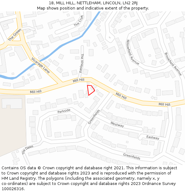 18, MILL HILL, NETTLEHAM, LINCOLN, LN2 2RJ: Location map and indicative extent of plot