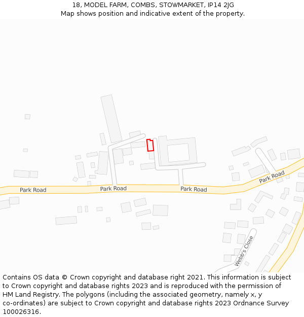 18, MODEL FARM, COMBS, STOWMARKET, IP14 2JG: Location map and indicative extent of plot
