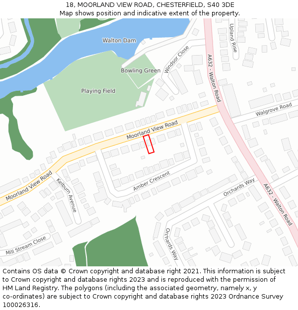 18, MOORLAND VIEW ROAD, CHESTERFIELD, S40 3DE: Location map and indicative extent of plot