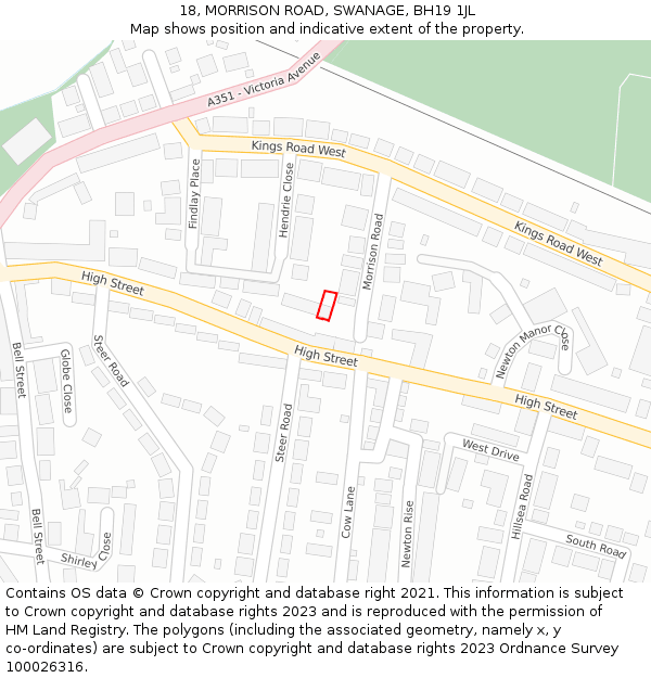 18, MORRISON ROAD, SWANAGE, BH19 1JL: Location map and indicative extent of plot