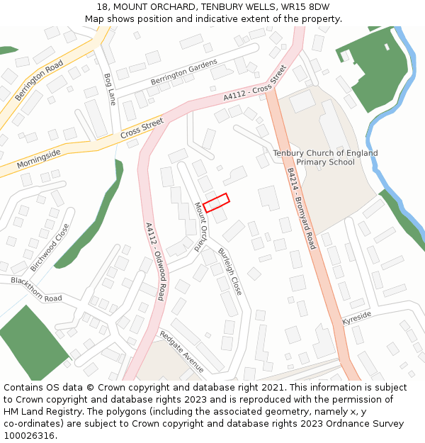 18, MOUNT ORCHARD, TENBURY WELLS, WR15 8DW: Location map and indicative extent of plot