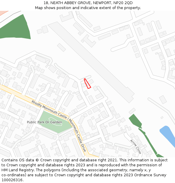 18, NEATH ABBEY GROVE, NEWPORT, NP20 2QD: Location map and indicative extent of plot