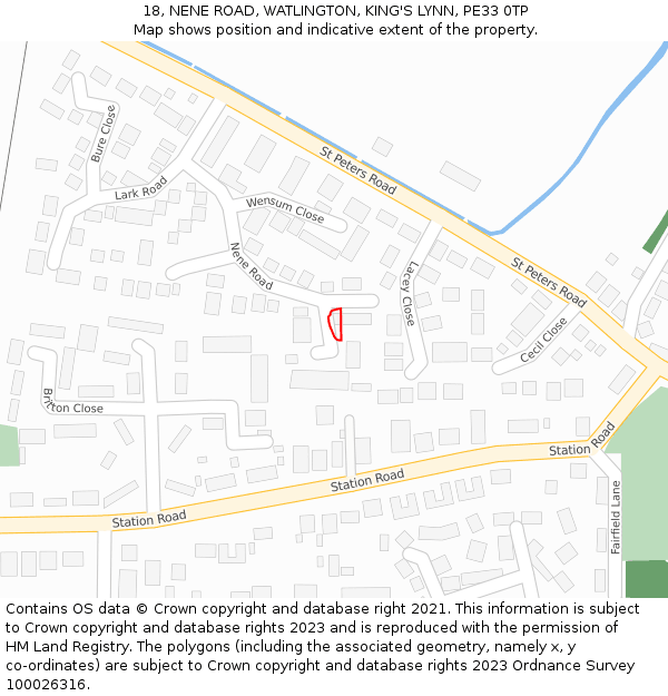 18, NENE ROAD, WATLINGTON, KING'S LYNN, PE33 0TP: Location map and indicative extent of plot