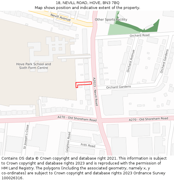 18, NEVILL ROAD, HOVE, BN3 7BQ: Location map and indicative extent of plot