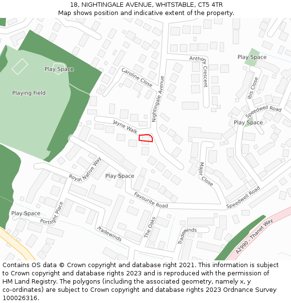 18, NIGHTINGALE AVENUE, WHITSTABLE, CT5 4TR: Location map and indicative extent of plot