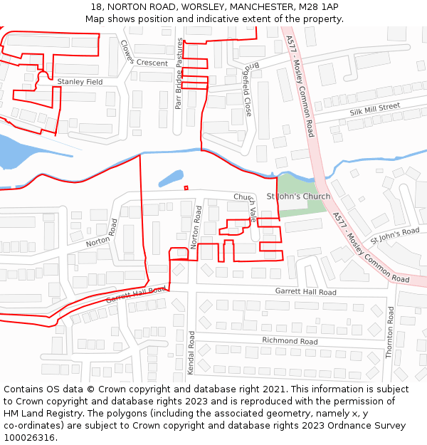 18, NORTON ROAD, WORSLEY, MANCHESTER, M28 1AP: Location map and indicative extent of plot