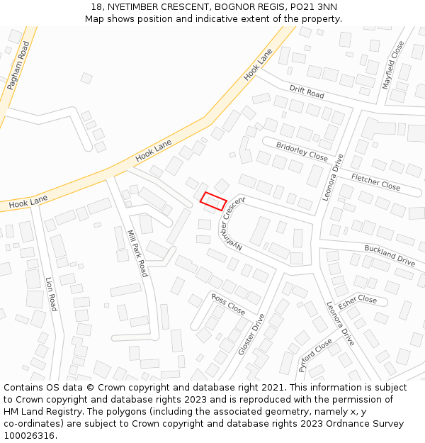 18, NYETIMBER CRESCENT, BOGNOR REGIS, PO21 3NN: Location map and indicative extent of plot