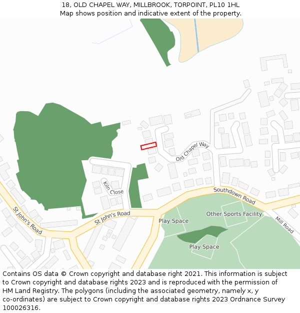 18, OLD CHAPEL WAY, MILLBROOK, TORPOINT, PL10 1HL: Location map and indicative extent of plot