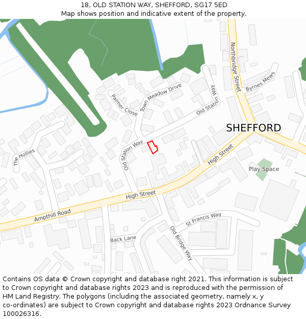 18, OLD STATION WAY, SHEFFORD, SG17 5ED: Location map and indicative extent of plot