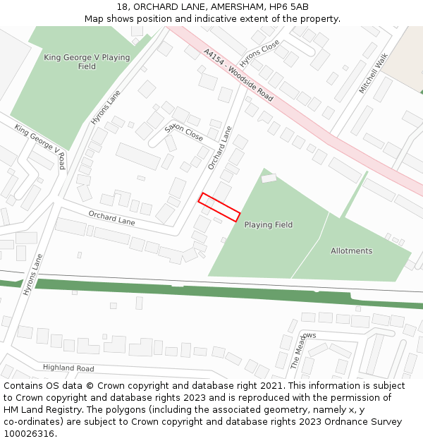 18, ORCHARD LANE, AMERSHAM, HP6 5AB: Location map and indicative extent of plot