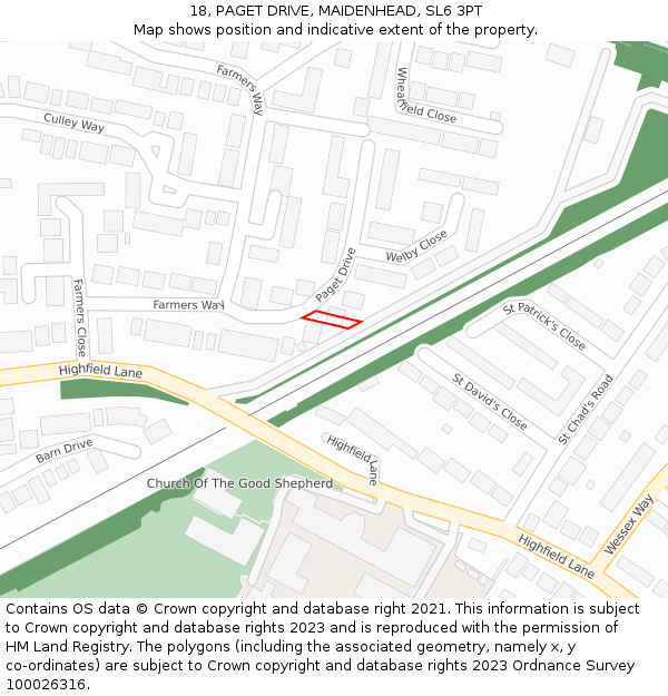 18, PAGET DRIVE, MAIDENHEAD, SL6 3PT: Location map and indicative extent of plot