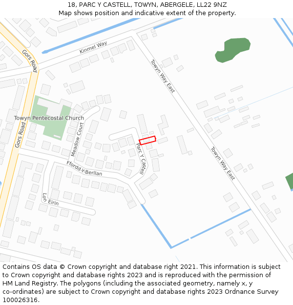 18, PARC Y CASTELL, TOWYN, ABERGELE, LL22 9NZ: Location map and indicative extent of plot