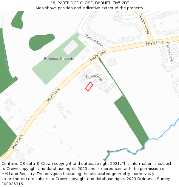 18, PARTRIDGE CLOSE, BARNET, EN5 2DT: Location map and indicative extent of plot