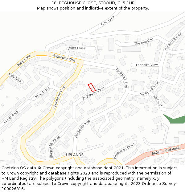 18, PEGHOUSE CLOSE, STROUD, GL5 1UP: Location map and indicative extent of plot