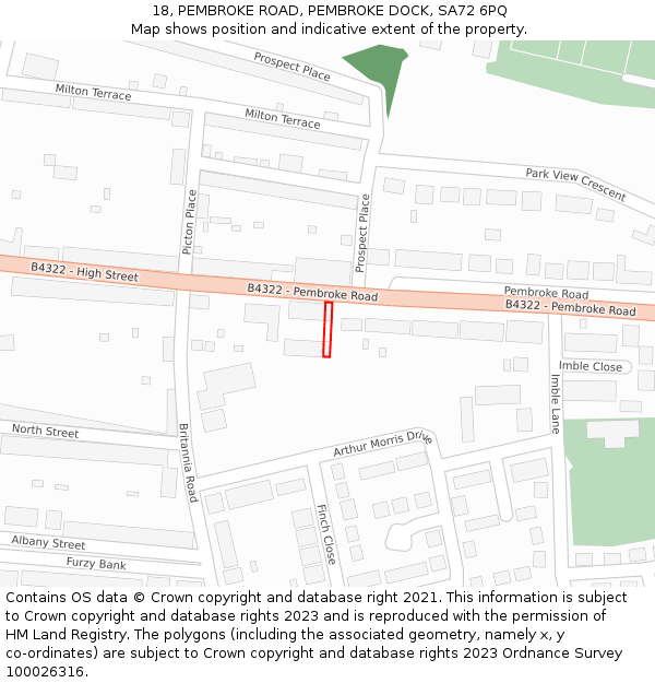 18, PEMBROKE ROAD, PEMBROKE DOCK, SA72 6PQ: Location map and indicative extent of plot