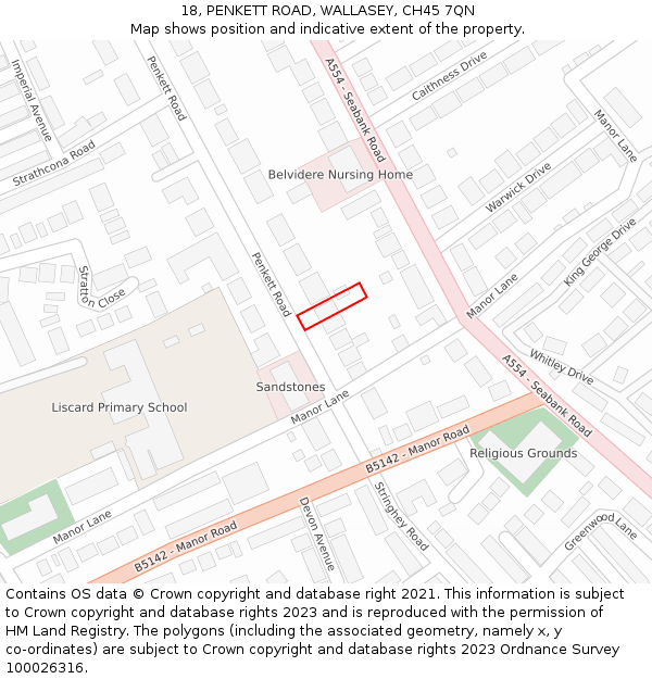 18, PENKETT ROAD, WALLASEY, CH45 7QN: Location map and indicative extent of plot