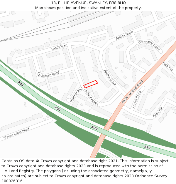 18, PHILIP AVENUE, SWANLEY, BR8 8HQ: Location map and indicative extent of plot