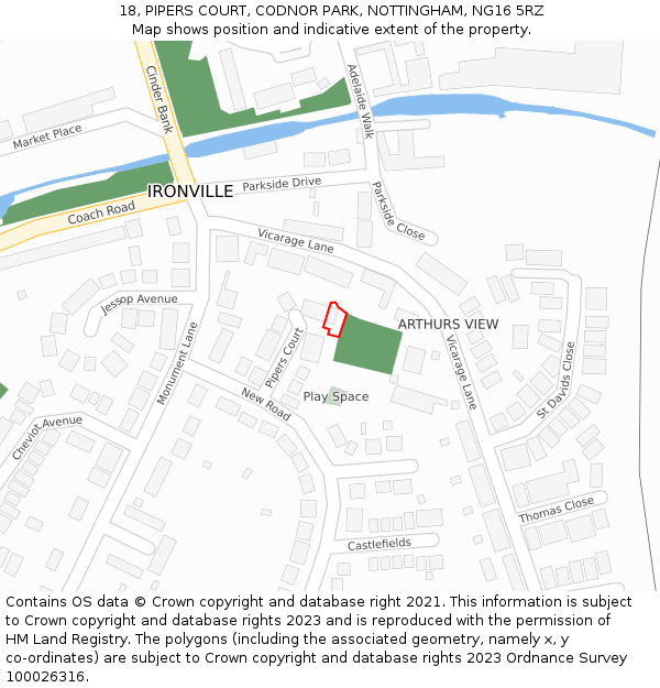 18, PIPERS COURT, CODNOR PARK, NOTTINGHAM, NG16 5RZ: Location map and indicative extent of plot