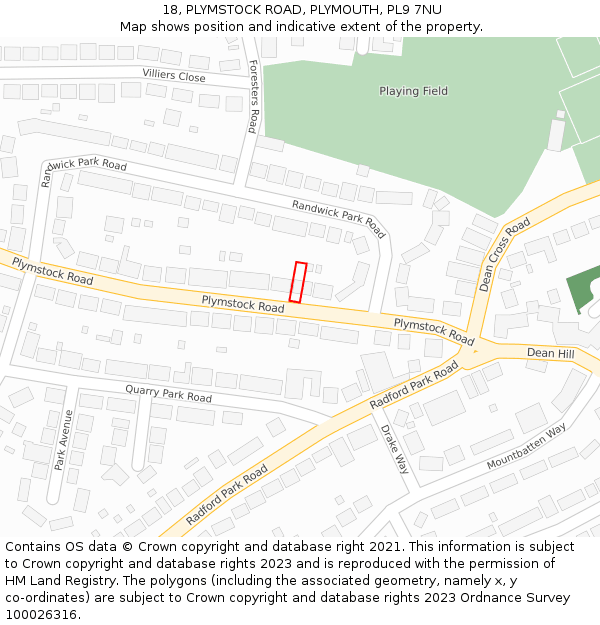 18, PLYMSTOCK ROAD, PLYMOUTH, PL9 7NU: Location map and indicative extent of plot