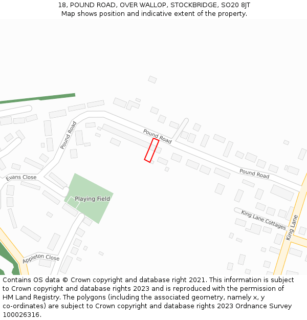 18, POUND ROAD, OVER WALLOP, STOCKBRIDGE, SO20 8JT: Location map and indicative extent of plot