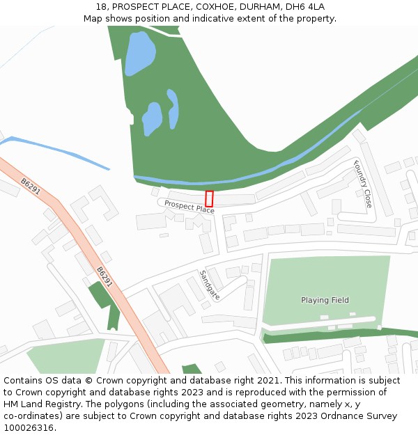 18, PROSPECT PLACE, COXHOE, DURHAM, DH6 4LA: Location map and indicative extent of plot