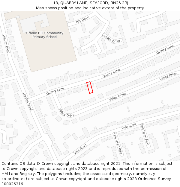 18, QUARRY LANE, SEAFORD, BN25 3BJ: Location map and indicative extent of plot