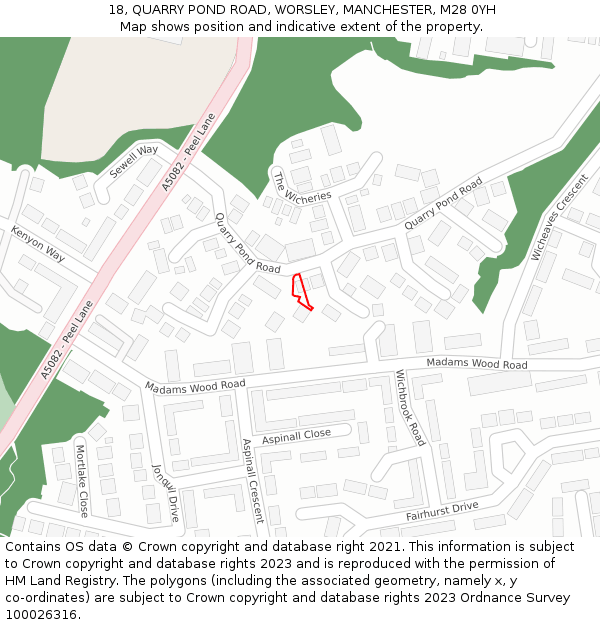 18, QUARRY POND ROAD, WORSLEY, MANCHESTER, M28 0YH: Location map and indicative extent of plot
