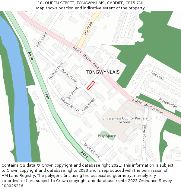 18, QUEEN STREET, TONGWYNLAIS, CARDIFF, CF15 7NL: Location map and indicative extent of plot