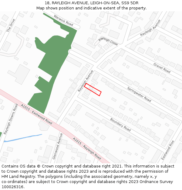 18, RAYLEIGH AVENUE, LEIGH-ON-SEA, SS9 5DR: Location map and indicative extent of plot