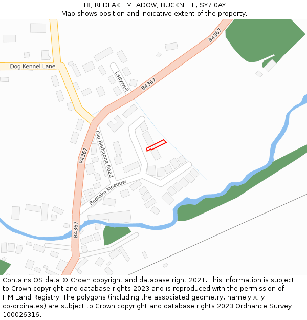 18, REDLAKE MEADOW, BUCKNELL, SY7 0AY: Location map and indicative extent of plot