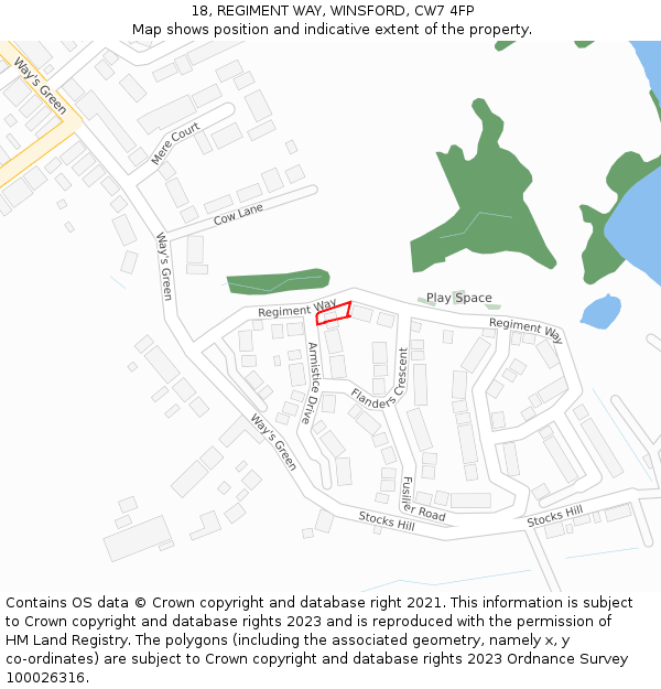 18, REGIMENT WAY, WINSFORD, CW7 4FP: Location map and indicative extent of plot