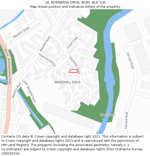 18, RIVERBANK DRIVE, BURY, BL8 1UR: Location map and indicative extent of plot