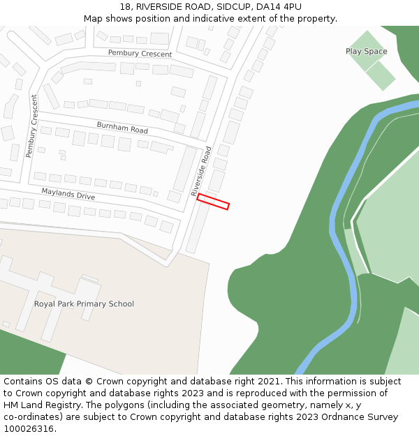 18, RIVERSIDE ROAD, SIDCUP, DA14 4PU: Location map and indicative extent of plot